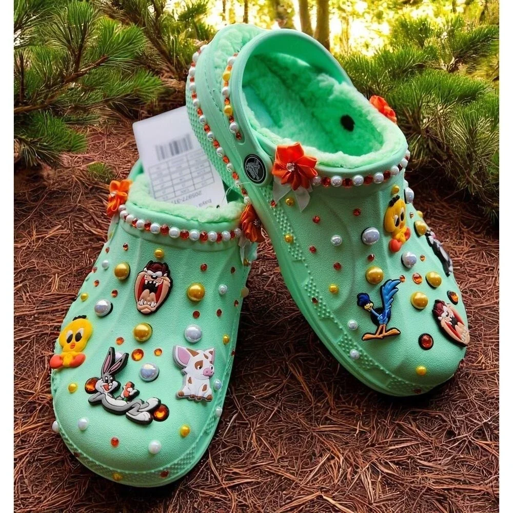 Shoes Sandals Clog Girls Mint Green (Size J3) Bugs‎ Bunny Custom Made